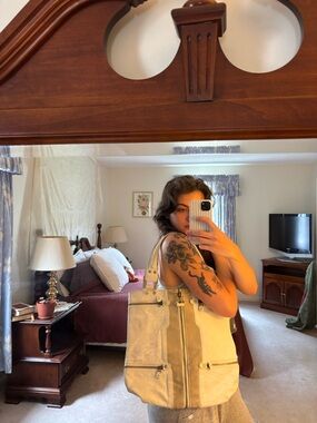 Jimmy Choo Cream Leather Interior Clutch with Gold Hardware